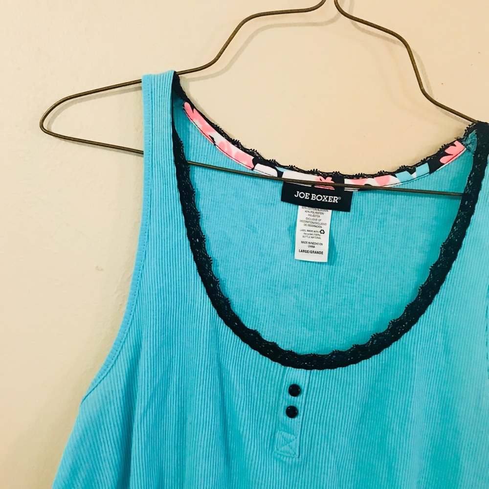 Aqua Lace Trimmed Tank Top - Picture 2 of 4